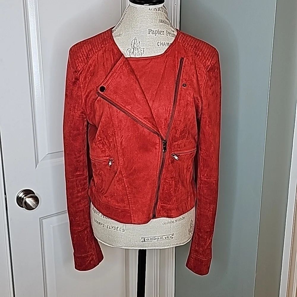 Fate Burnt Orange Delilah Suede Cropped Jacket - Size Large - Picture 5 of 13
